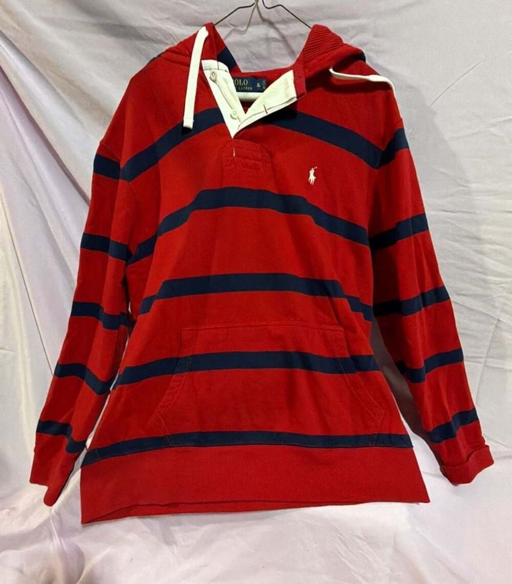 Polo Ralph Lauren Striped Rugby Hoodie Red Blue
Size XL